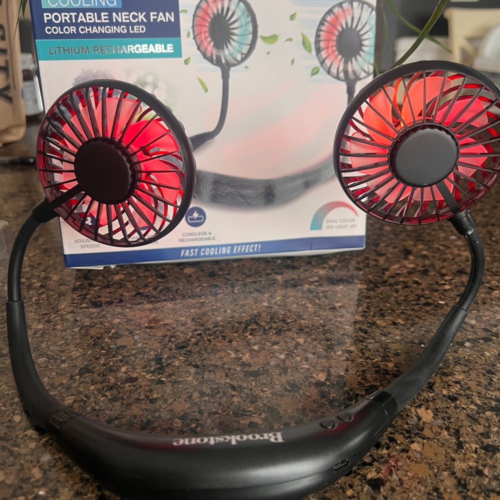 Brookstone Dual Neck/Table Fan with Color-Changing LED - Picture 7 of 8